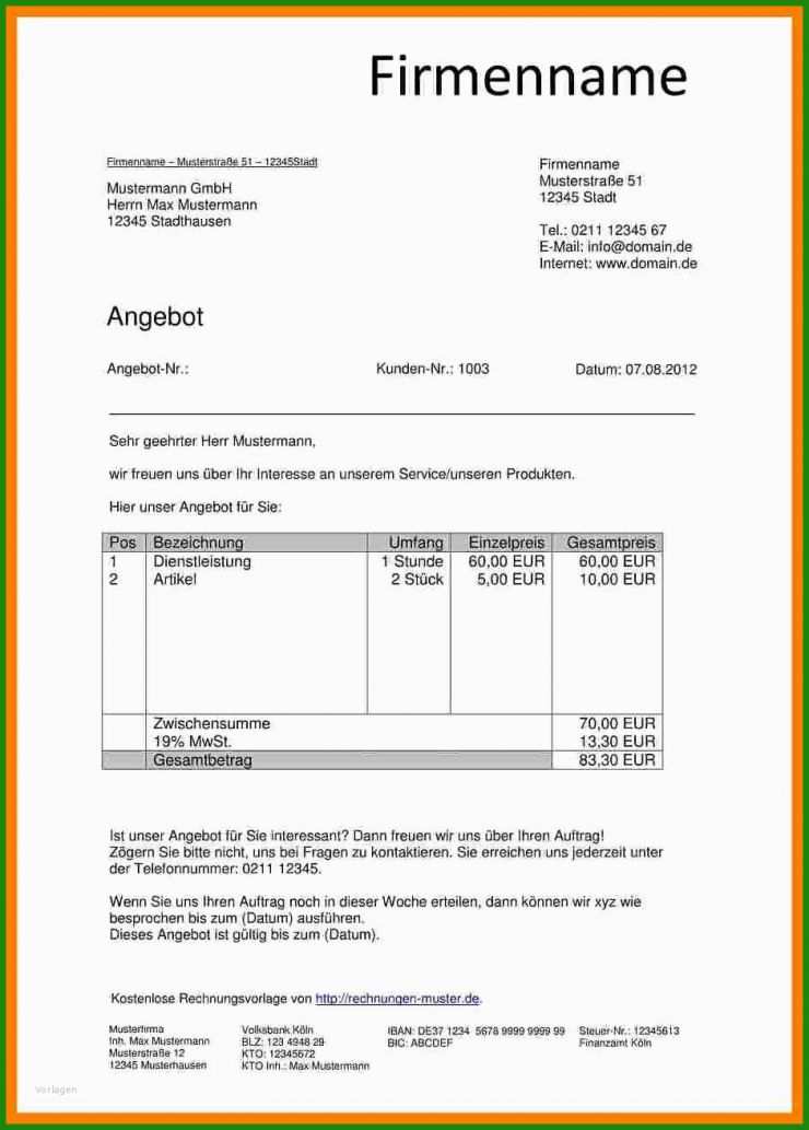 Angebot Anfrage Muster