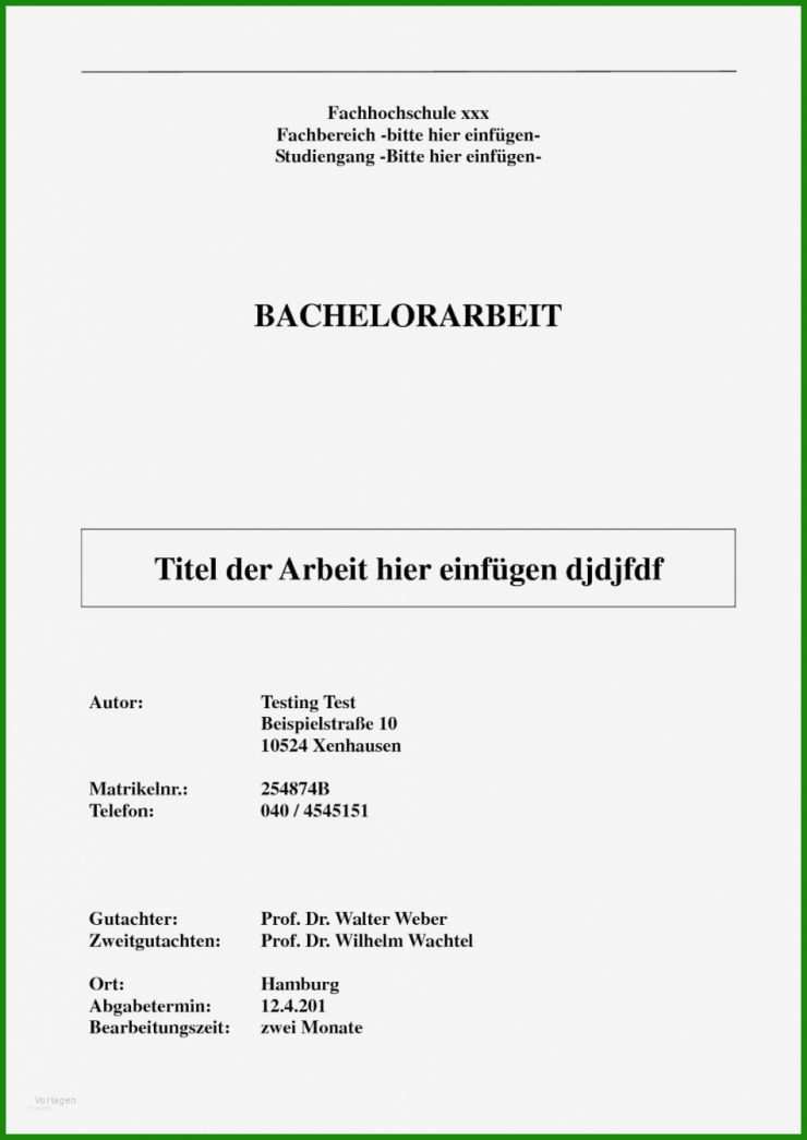 Arbeitsvertrag Bachelorarbeit Muster