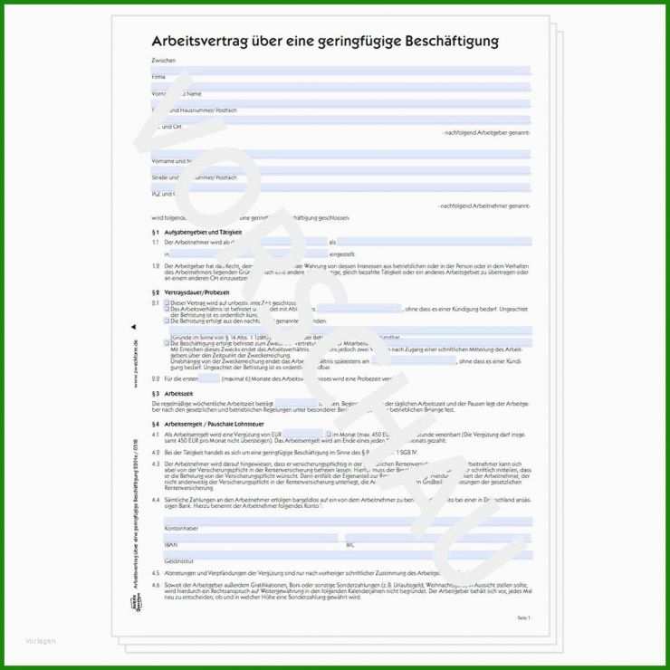 Arbeitsvertrag Geringfügig Muster