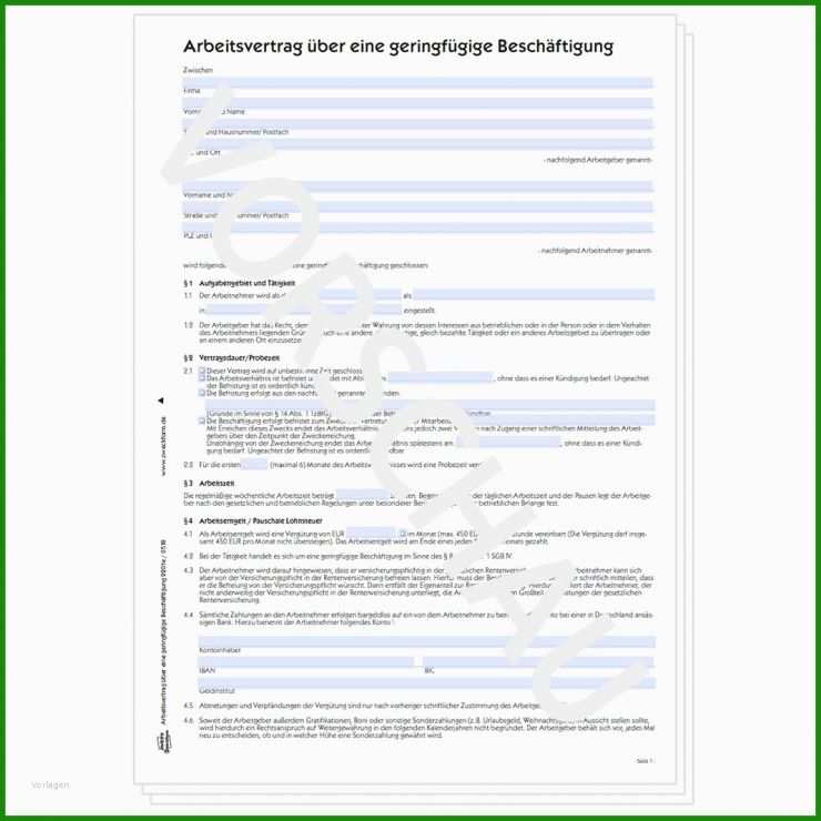 Arbeitsvertrag Geringfügige Beschäftigung Muster Kostenlos