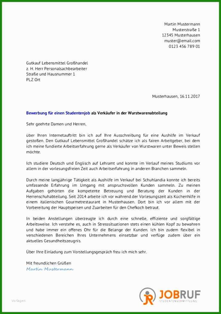 Arbeitsvertrag Studentenjob Muster