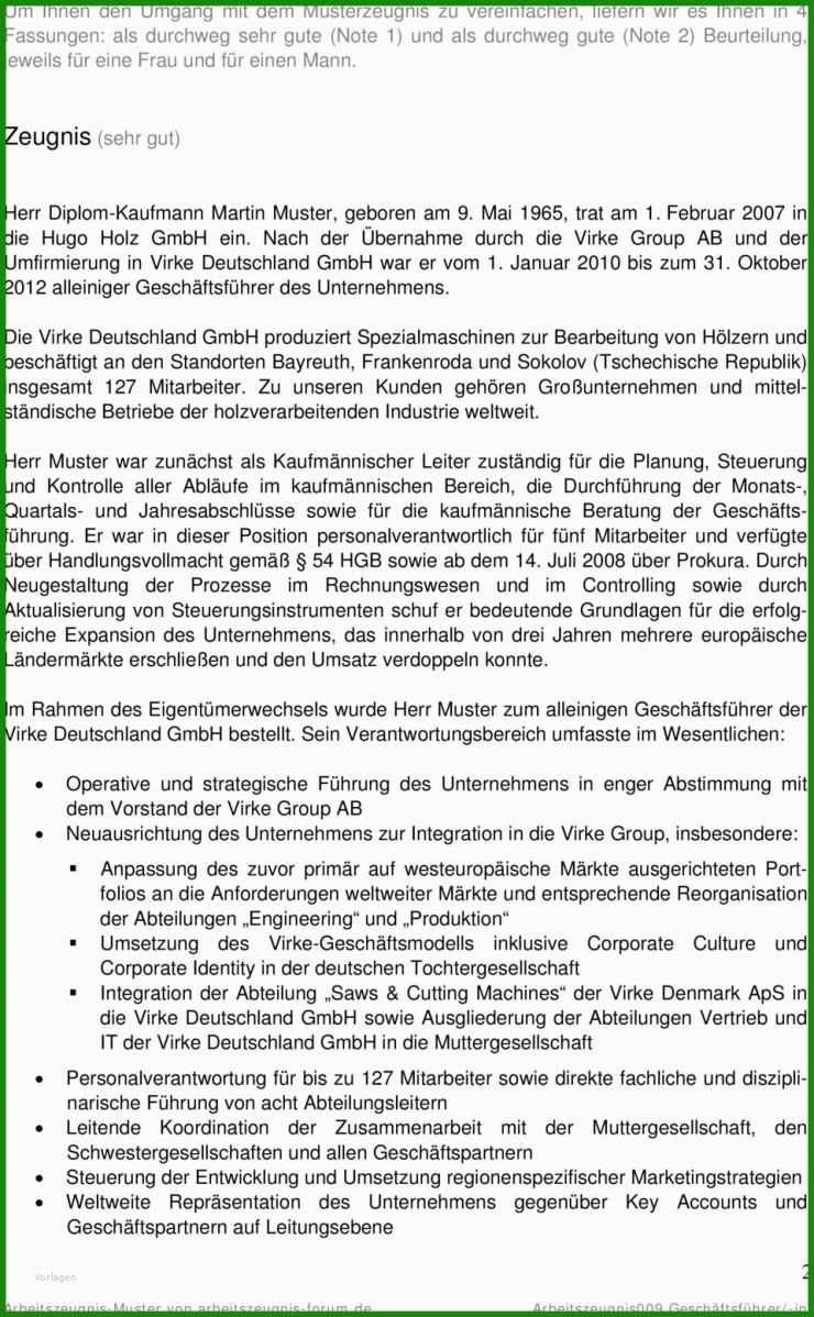 Arbeitszeugnis Manager Vorlage