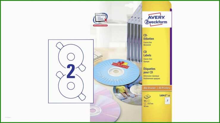 Avery Zweckform L6015-25 Cd-etiketten Vorlage