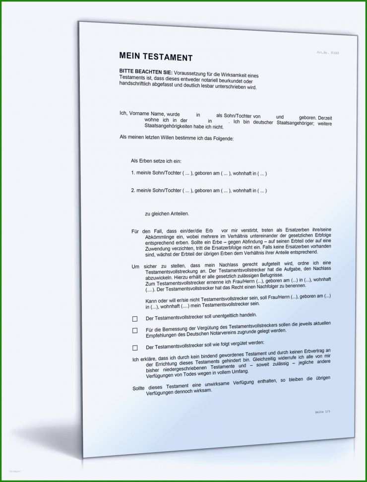 Berliner Testament Vorlage Kostenlos Pdf