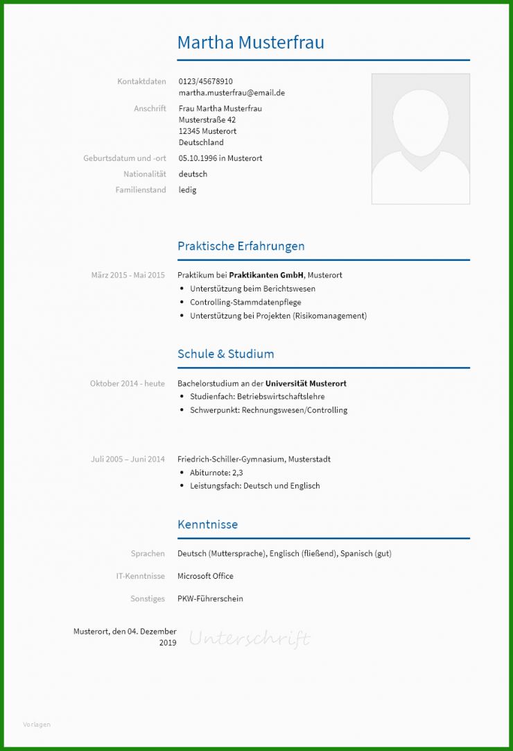 Bewerbung Praktikum Muster 2016