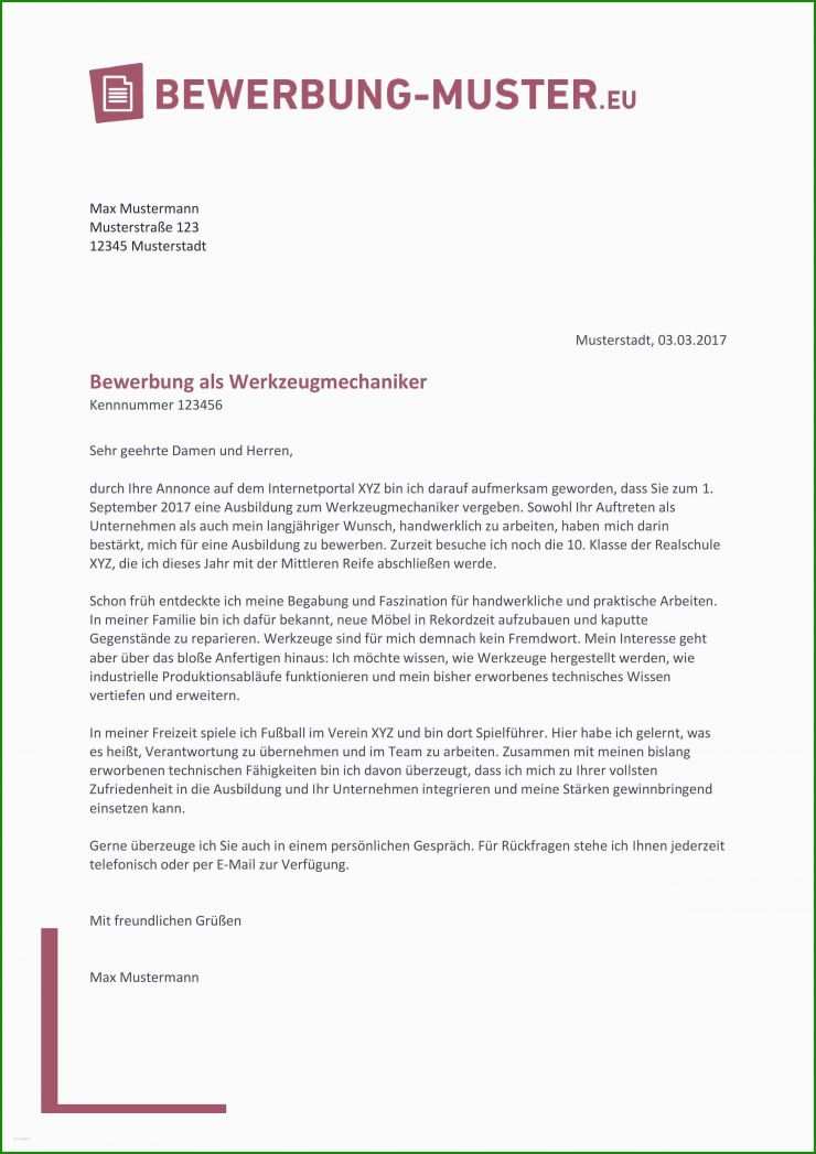 Bewerbungsanschreiben Praktikum Schüler Vorlage