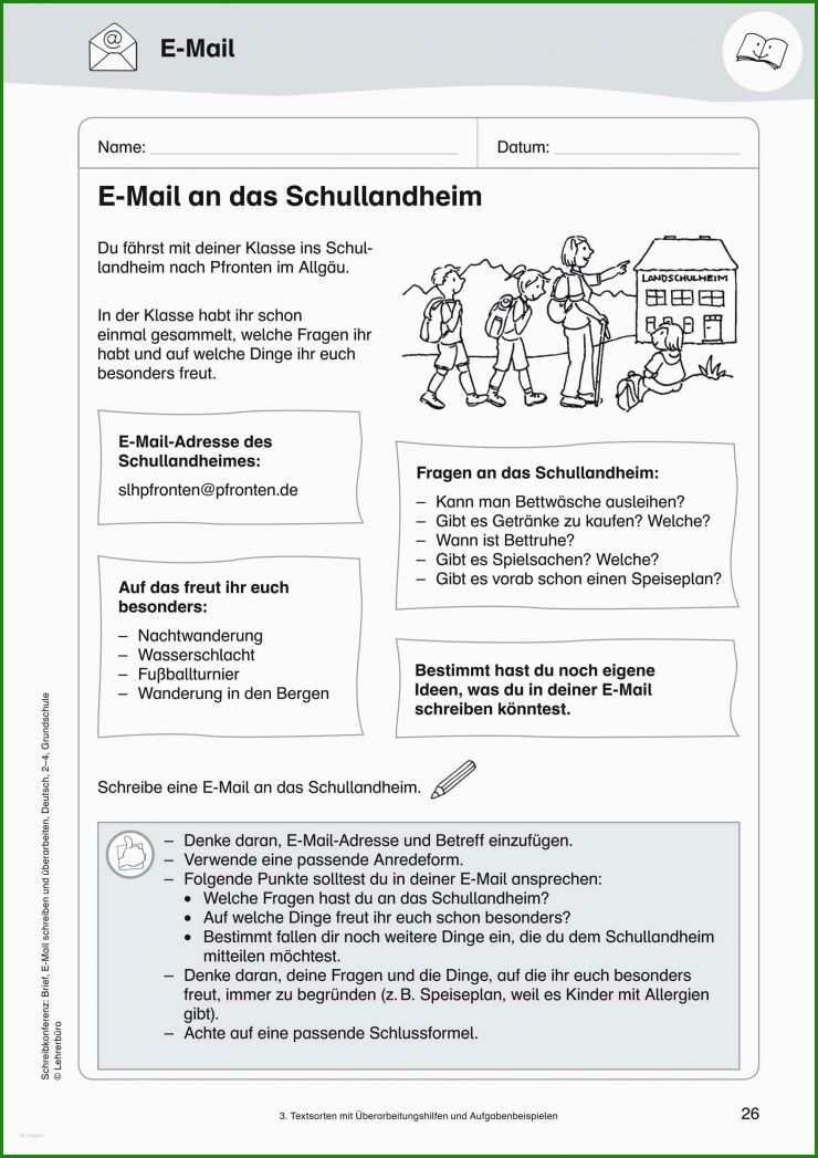 Brief 4. Klasse Grundschule Muster