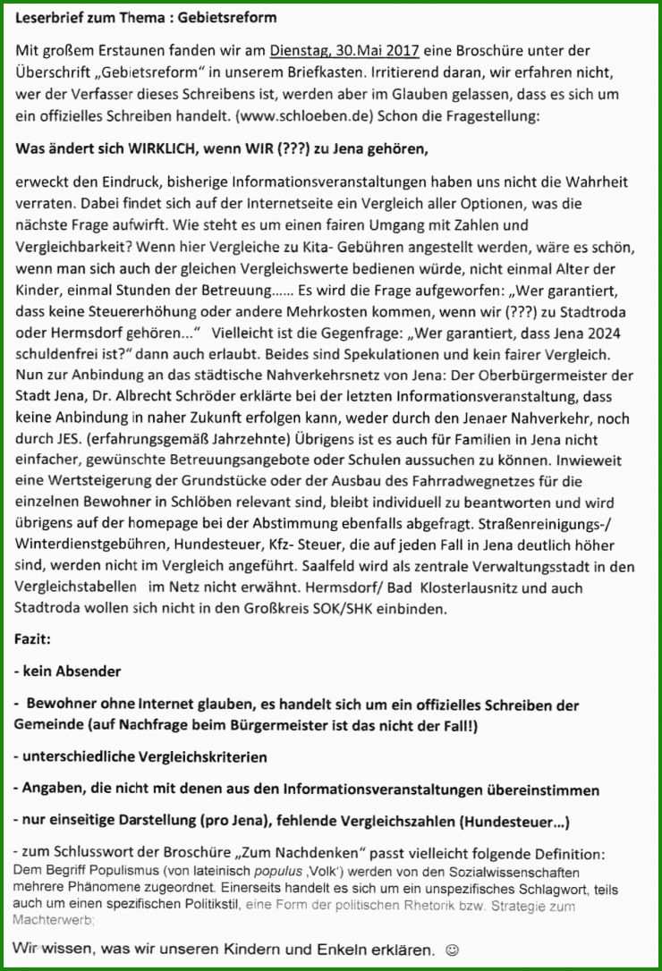 Brief An Bürgermeister Muster