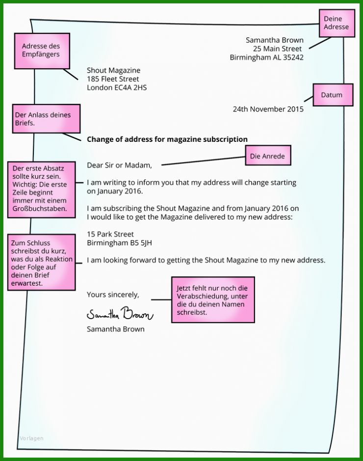 Brief In Englisch Schreiben Muster