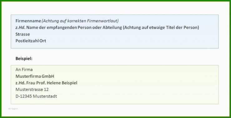 Brief Muster Adresse