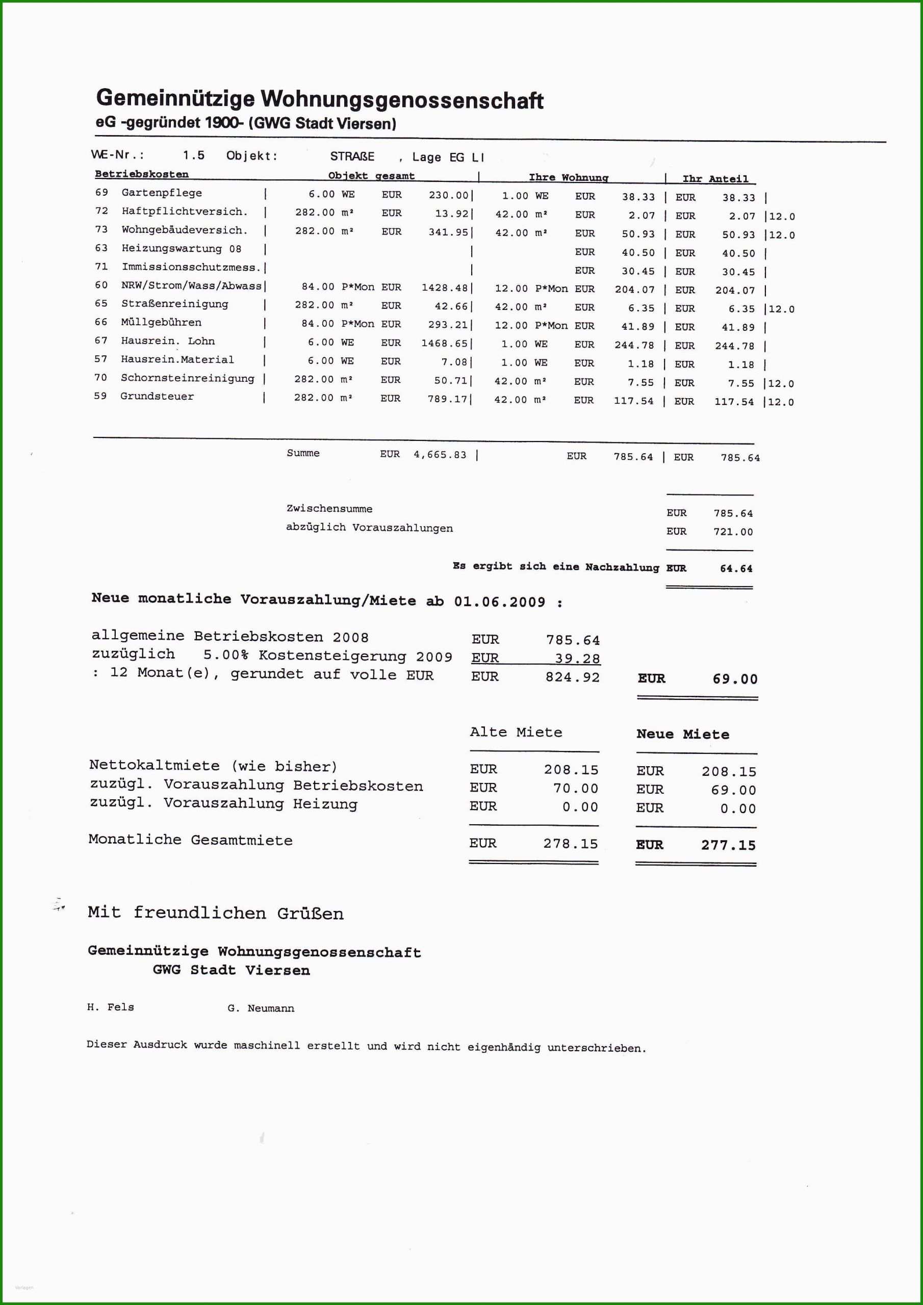 Brief Nebenkostenabrechnung Muster - Kostenlose Vorlagen Zum Download!