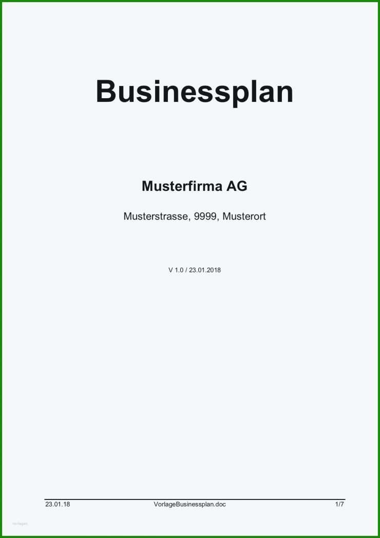 Deckblatt Businessplan Muster