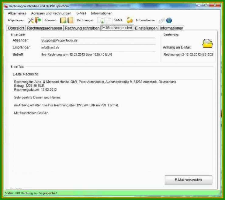 E Mail Rechnung Vorlage