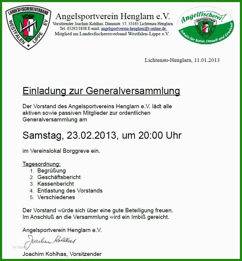 Einladung Generalversammlung Gmbh Muster - Kostenlose Vorlagen Zum