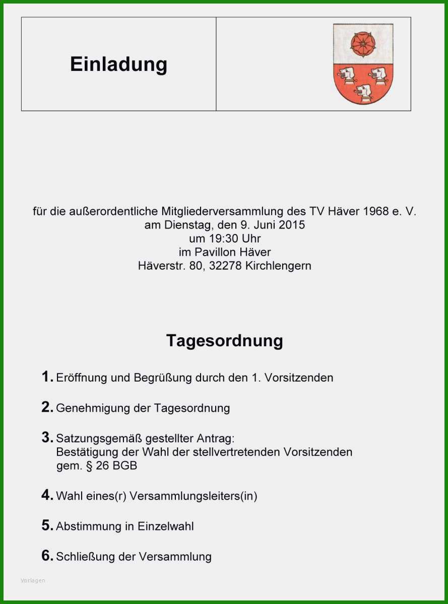 Einladung Jahreshauptversammlung Verein Muster Kostenlose Vorlagen