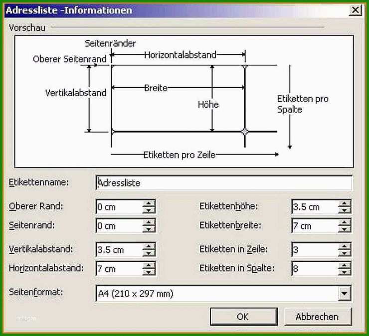 Excel Etiketten Vorlage