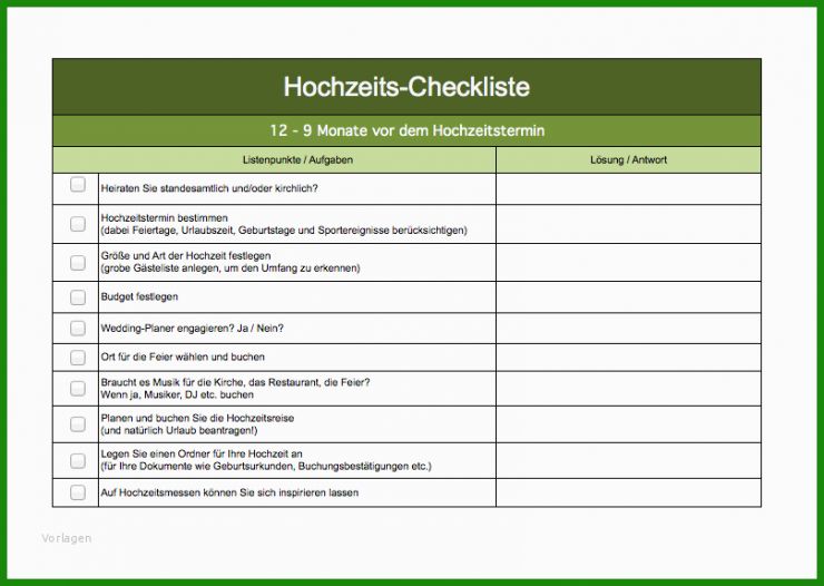 Excel Vorlage Gästeliste Hochzeit