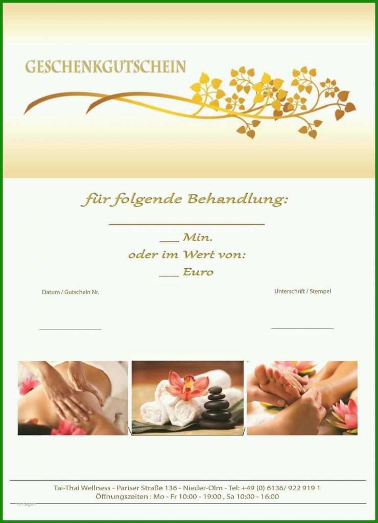 Gutschein Für Eine Massage Vorlage