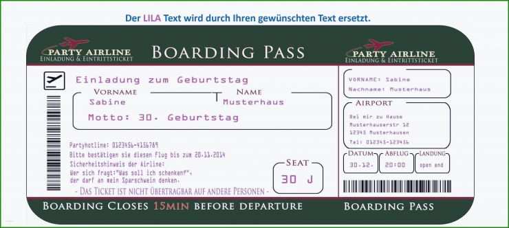 Gutschein Vorlage Flugticket