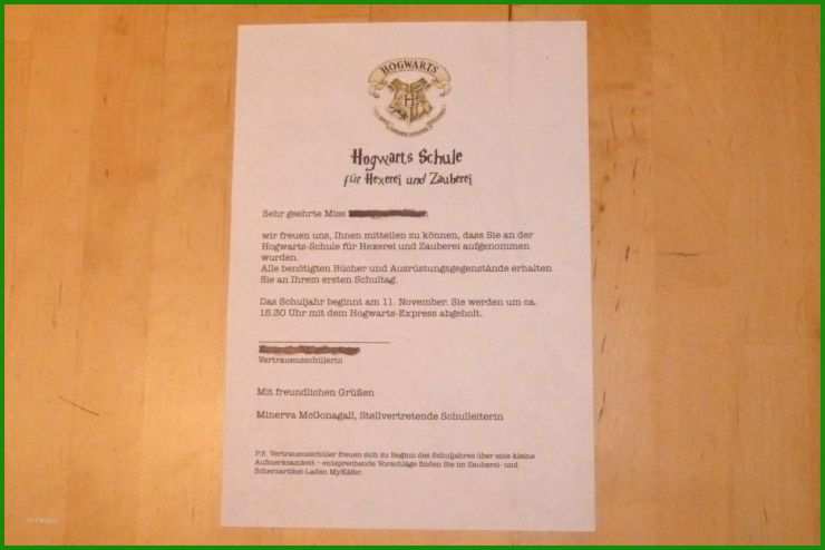 Hogwarts Brief Vorlage Deutsch