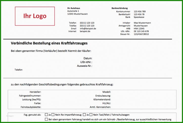 Kaufvertrag Einfach Vorlage