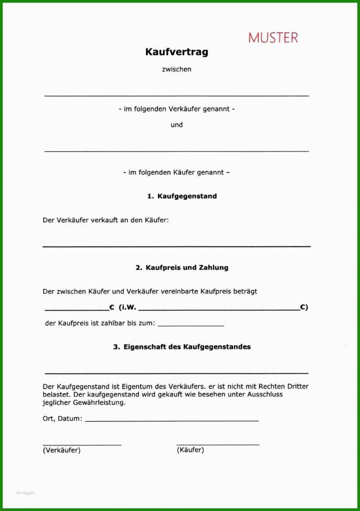 Kaufvertrag Möbel Muster Kostenlos