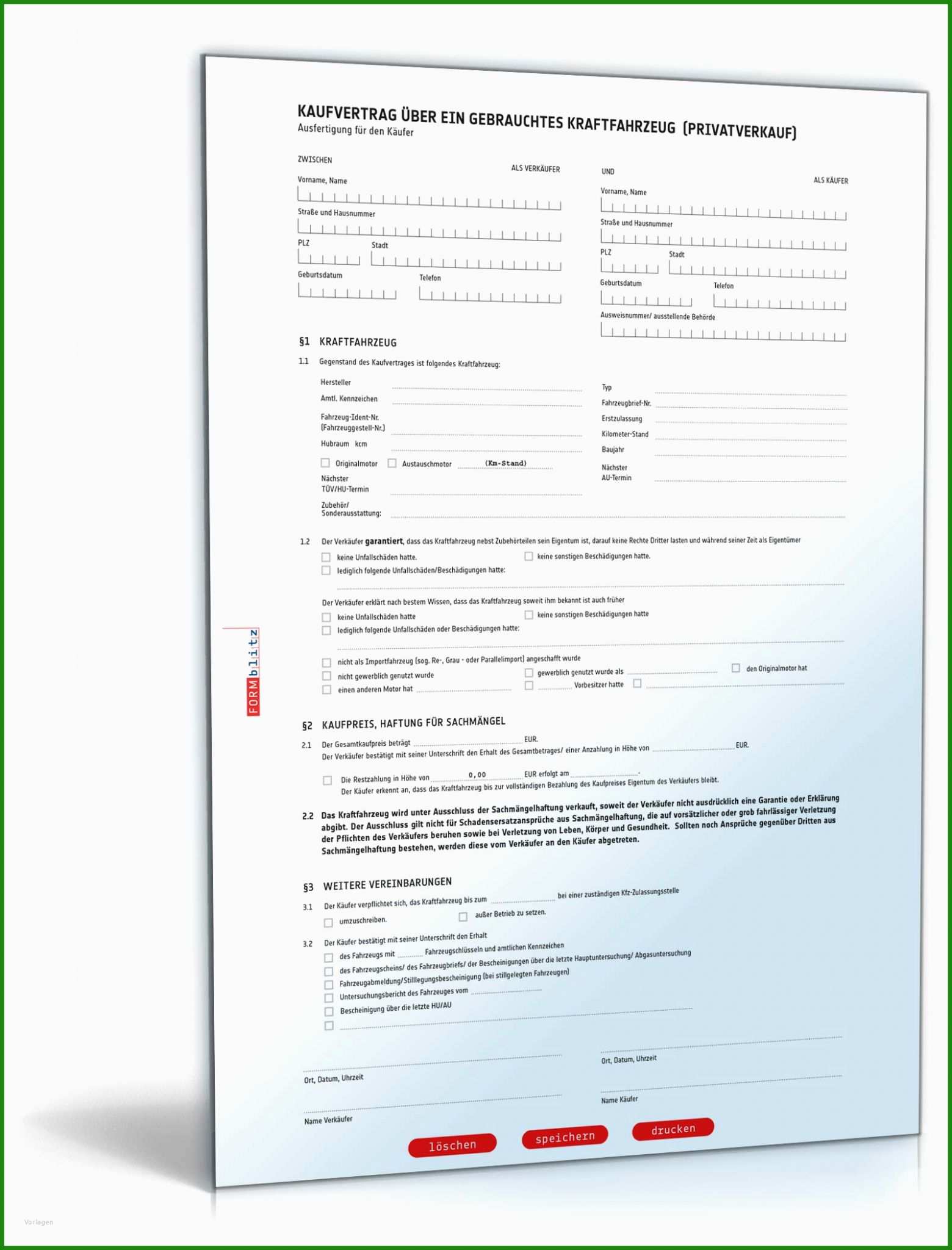 Kaufvertrag Ohne Garantie Muster Kostenlose Vorlagen Zum Download