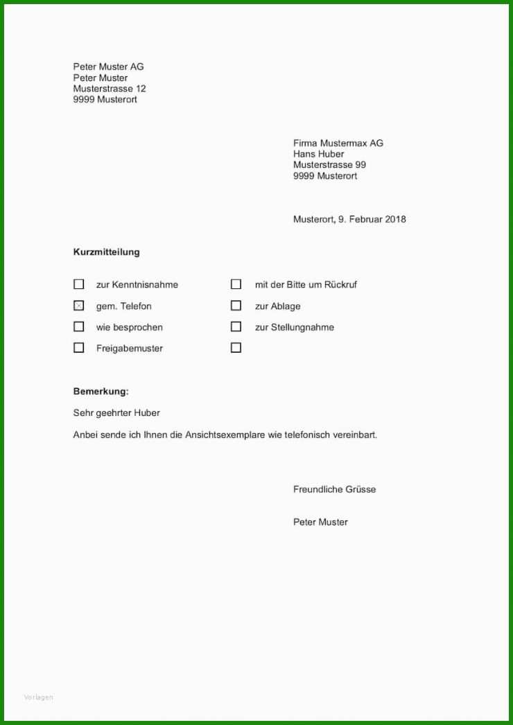 Korrespondenz Brief Vorlage