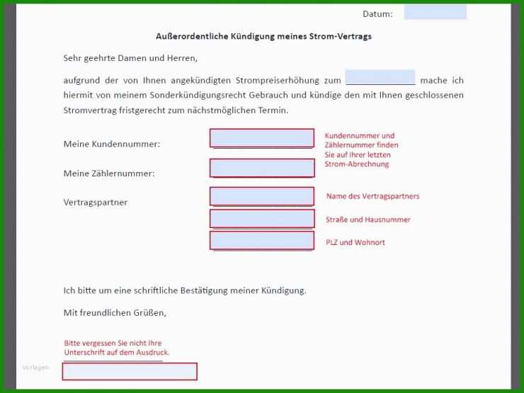 Kündigungserklärung Mietvertrag Muster