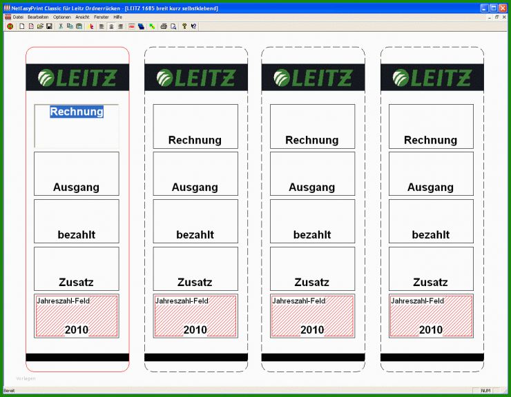 Leitz Vorlage Etiketten