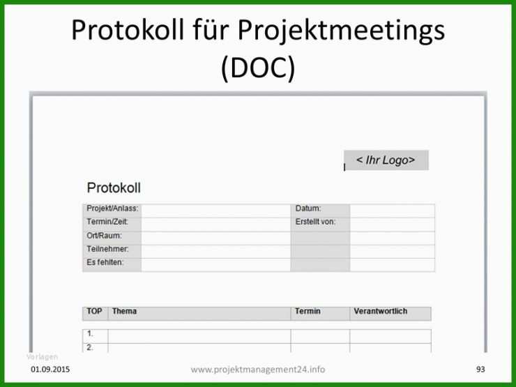 Meeting Protokoll Vorlage Excel