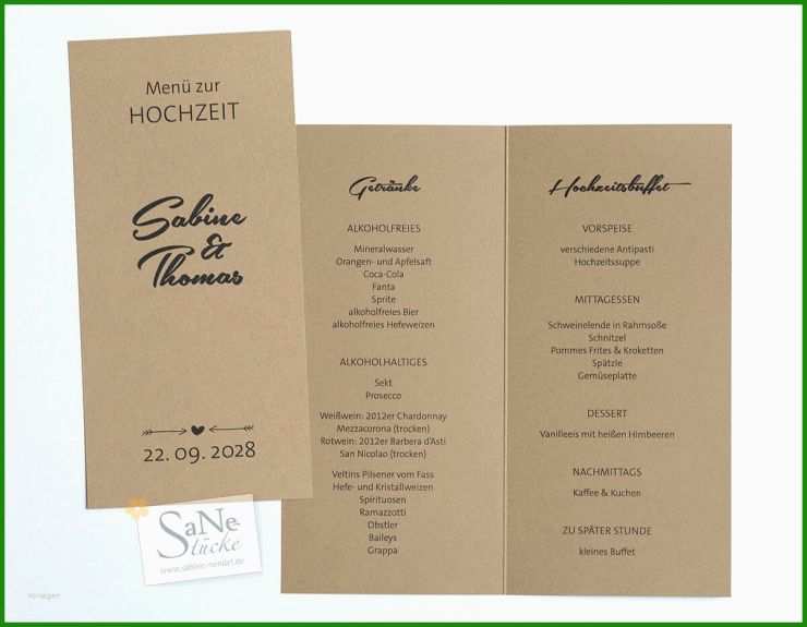 Menükarten Hochzeit Vorlage Word