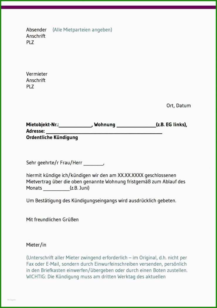 Mietvertrag Kündigen Zum 15