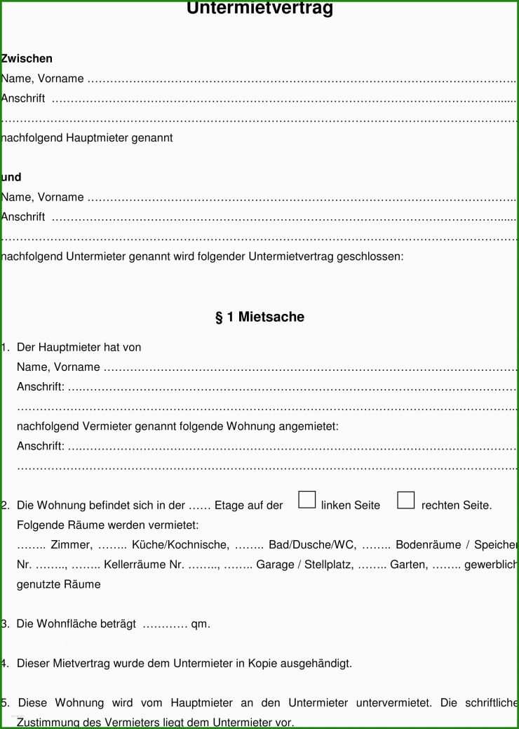 Mietvertrag Muster Haus Kostenlos - Kostenlose Vorlagen Zum Download!