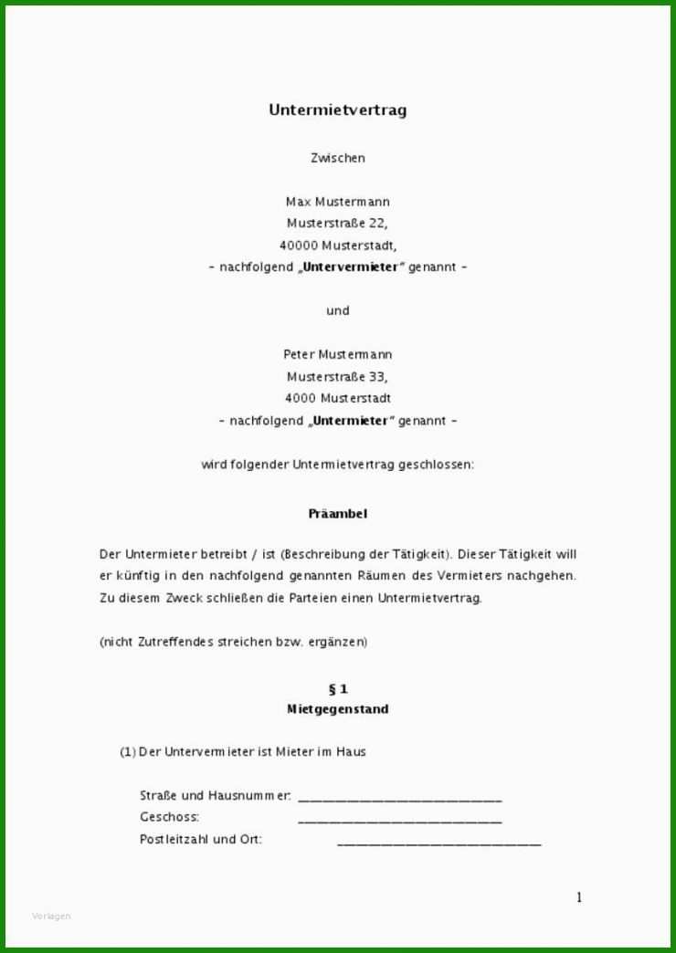 Mietvertrag Pauschalmiete Muster