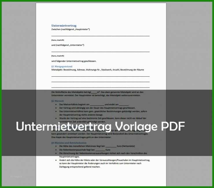 Mietvertrag Untermiete Vorlage