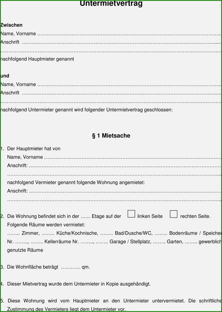Mietvertrag Wg Zimmer Muster Kostenlos