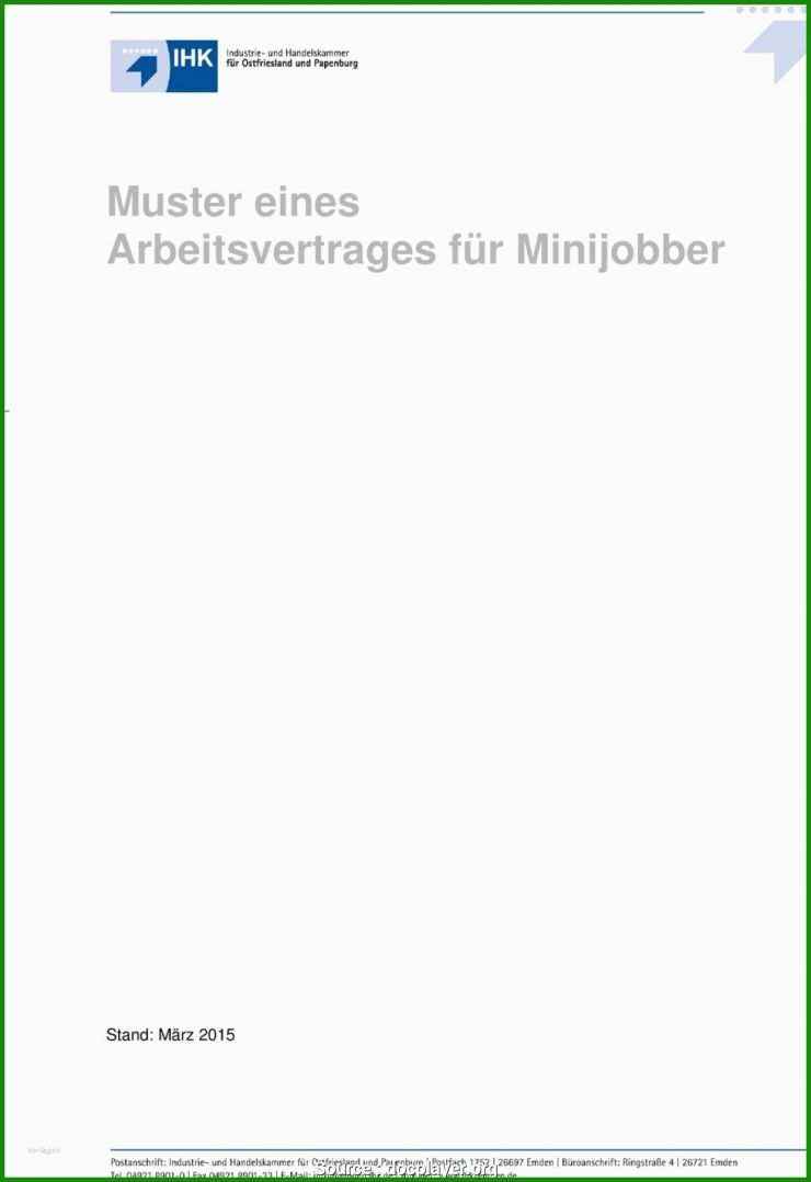 Minijob Muster Arbeitsvertrag