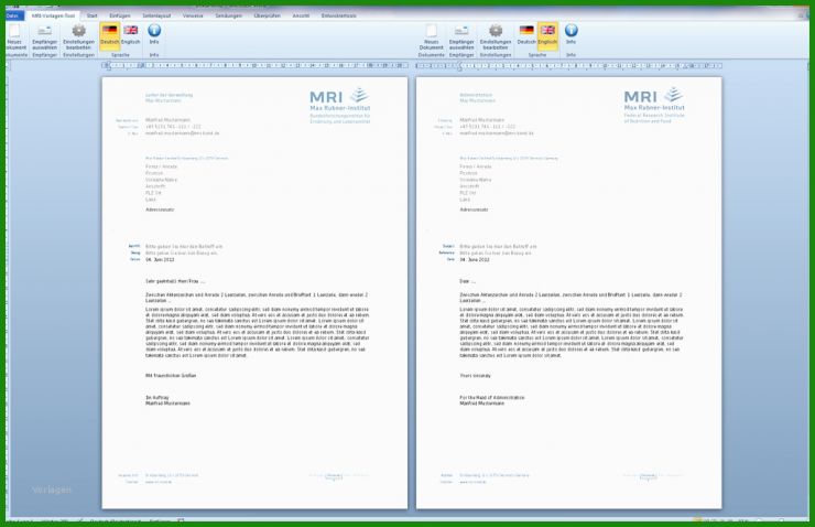 Ms Word Brief Vorlage