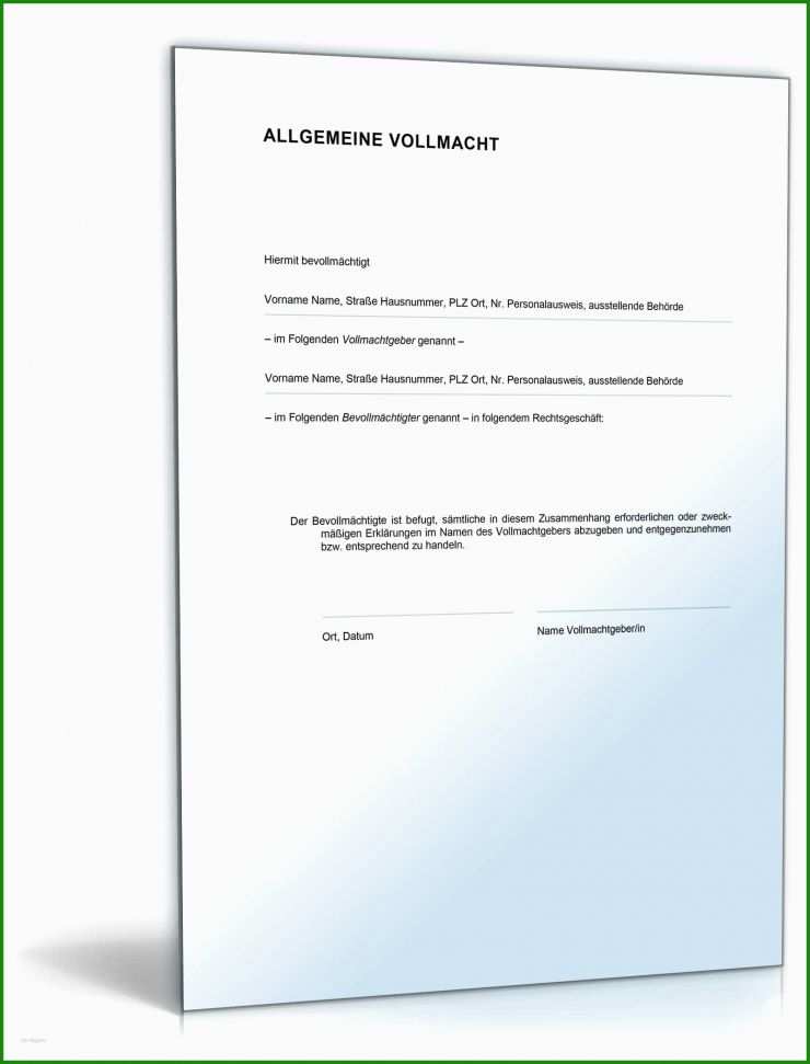 Muster Allgemeine Vollmacht Kostenlose Vorlagen Zum Download!