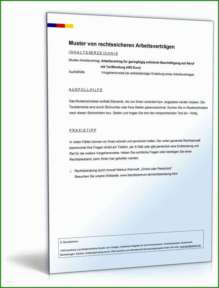 Muster Arbeitsvertrag Minijob Flexible Arbeitszeit