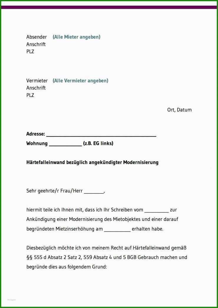 Muster Brief Mieterhöhung