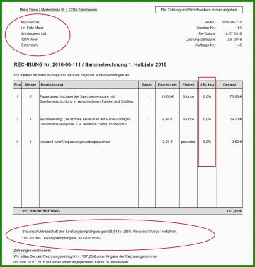 Muster Eu Rechnung - Kostenlose Vorlagen Zum Download!