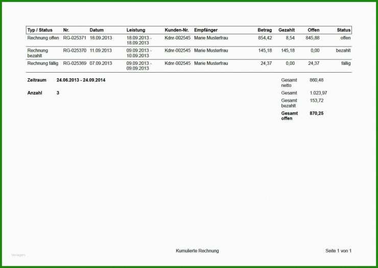 Muster Kumulierte Rechnung