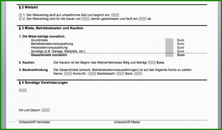 Muster Mietvertrag Kostenlos Download