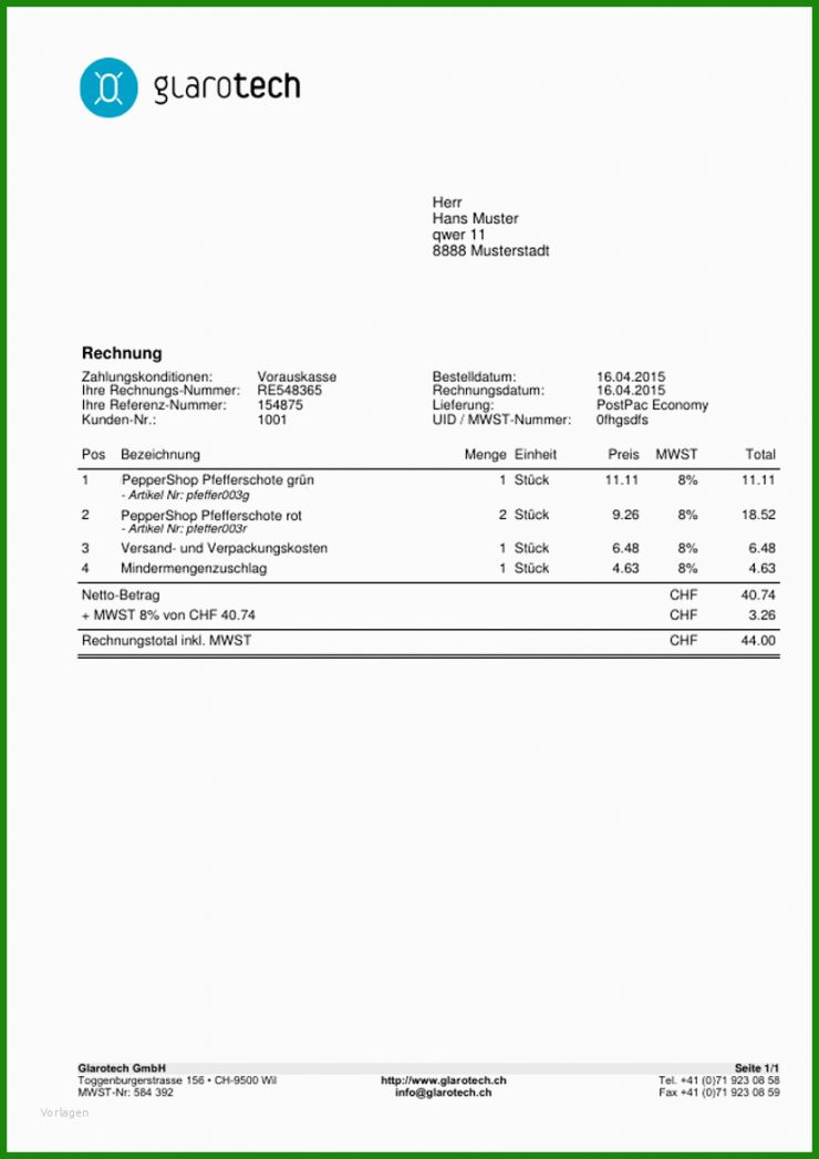 Muster Rechnung Pdf