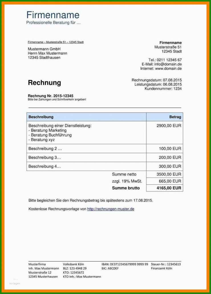 Muster Sponsoring Rechnung Verein