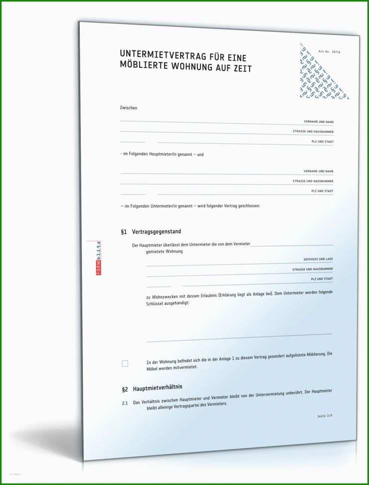 Muster Untermietvertrag Pdf