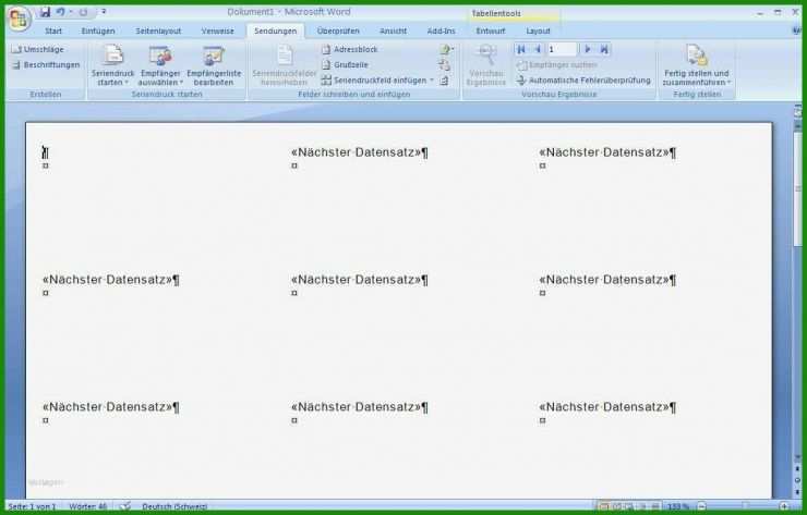 Office 2007 Etiketten Vorlage