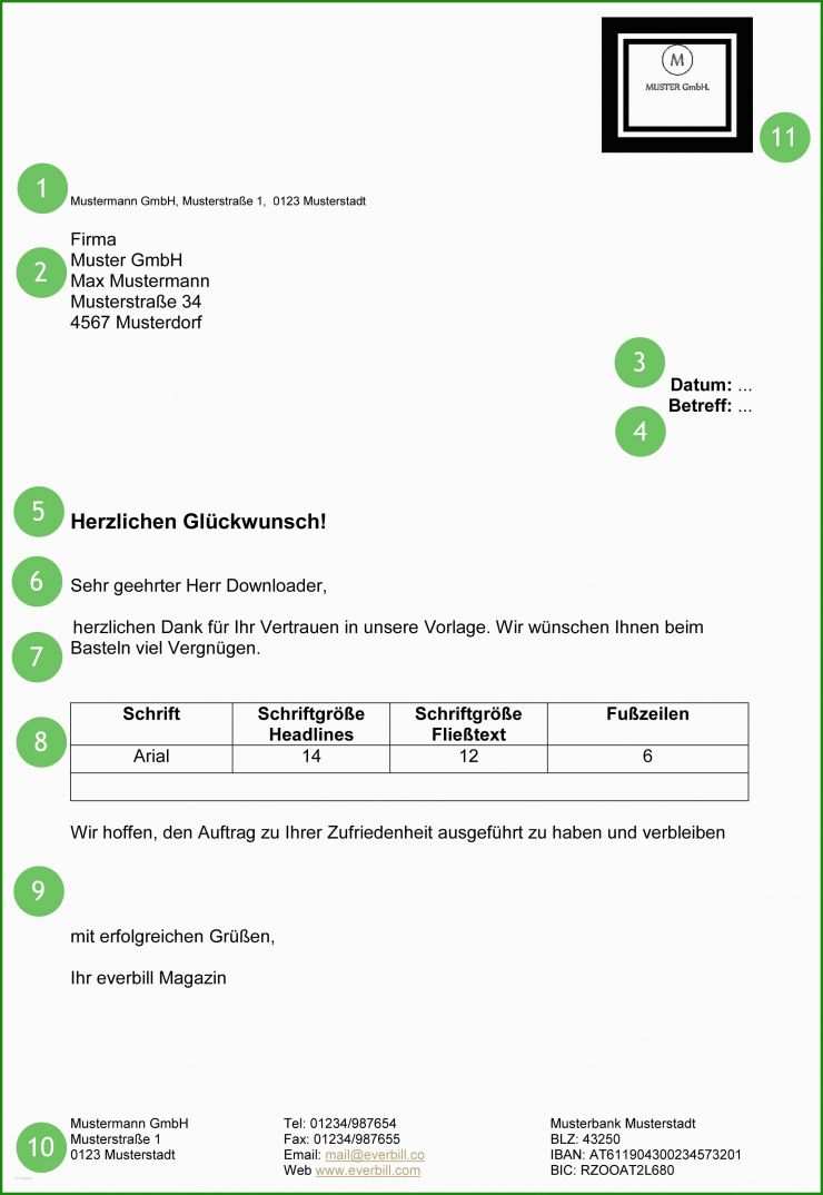 Offizieller Brief Vorlage Abstände